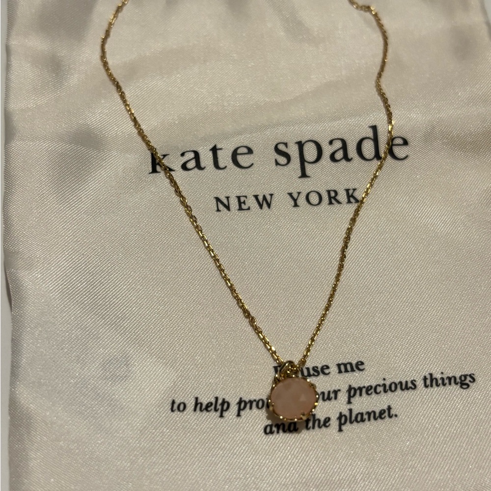18” Kate Spade New York Gold Tone Necklace Expandable & Jewelry Dust Bag Cream